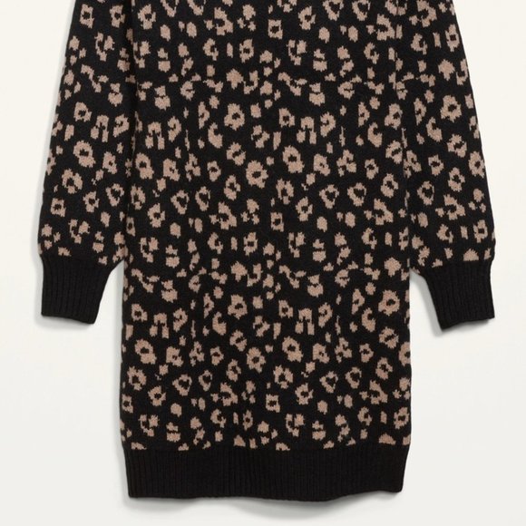 NWT Leopard-Print Mock-Neck Sweater Shift Dress - Picture 6 of 7